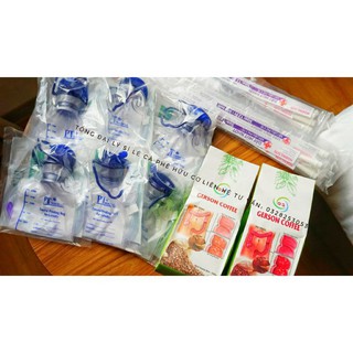 Cà phê hữu cơ thải độc đại tràng Combo 1kg cà phê + 6 túi súc ruột+20 dây nối