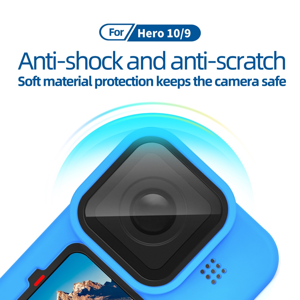 Ốp Silicon Mềm Có Nắp Đậy Ống Kính Telesin Cho GoPro 9 10 GoPro Hero 9 10 Đen