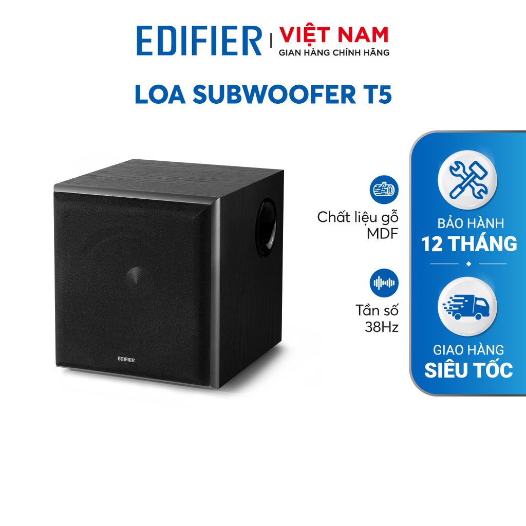 Loa Subwoofer EDIFIER T5 - Công suất 70W - Âm bass siêu trầm, Vỏ gỗ chống dội âm - Tự động tắt khi không sử dụng