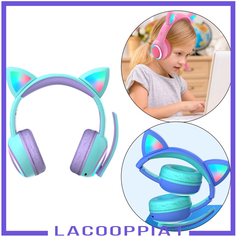 Tai Nghe Chụp Tai Lacooppia1 Hình Tai Mèo Có Đèn Led Và Mic Gấp Gọn Dễ Thương Cho Bé