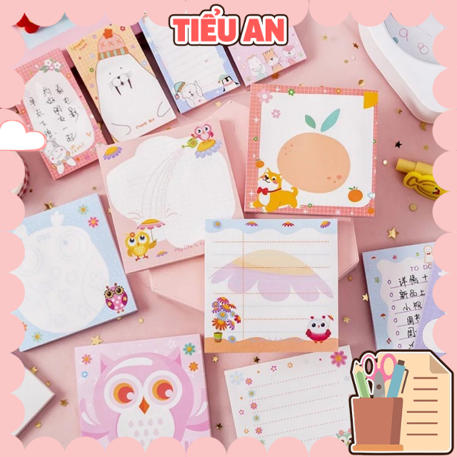 Giấy note (dán) hoạt hình xinh xắn hình vuông / chữ nhật - Ghi chú nhanh - Sticker