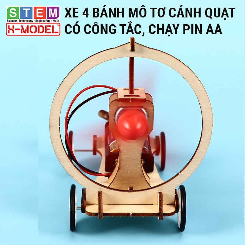 Đồ chơi thông minh, sáng tạo STEM Xe 4 bánh gỗ mô tơ cánh quạt X-MODEL ST83, Đồ chơi trẻ em DIY [Giáo dục STEM, STEAM]