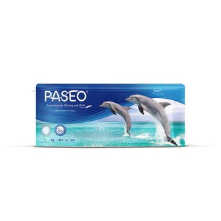 Giấy vệ sinh Paseo Dolphin 10 cuộn 4 lớp siêu mịn, hoa văn cá heo độc đáo