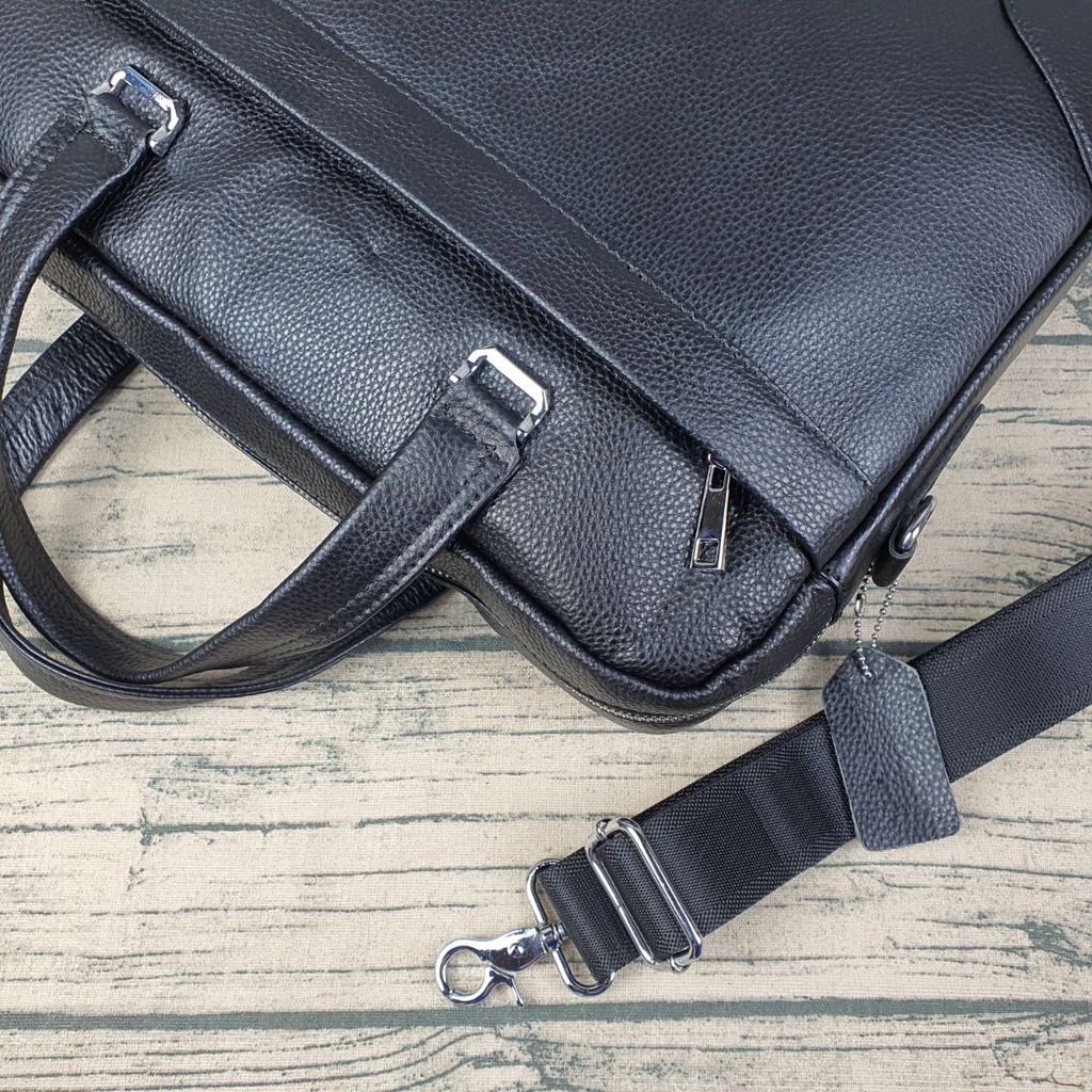 [Da thật] Túi công sở nam nữ; Cặp đựng laptop da bò thật vân mill CD308 (Black) - 100% da bò thật, BH 3 năm | BigBuy360 - bigbuy360.vn