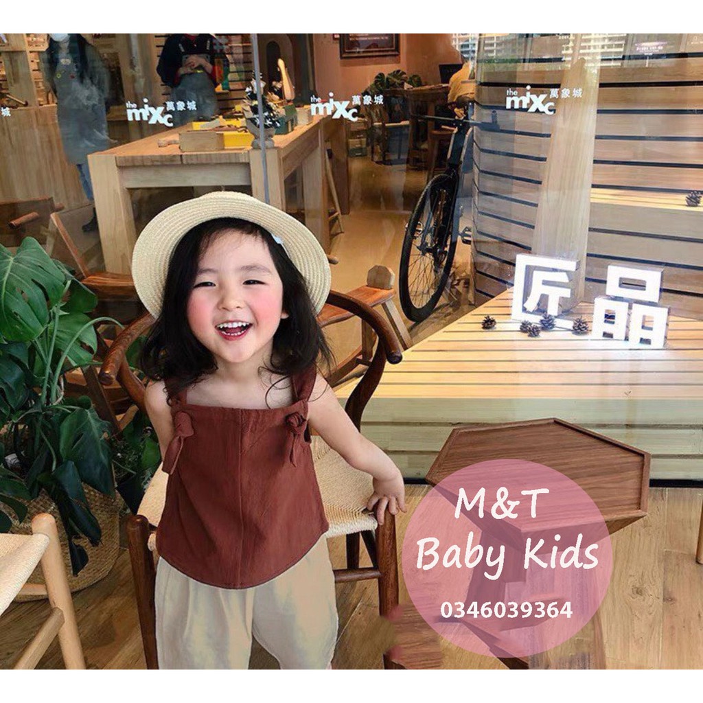 Set bộ quần áo đũi mát lạnh phối quần chun co dãn cho bé gái