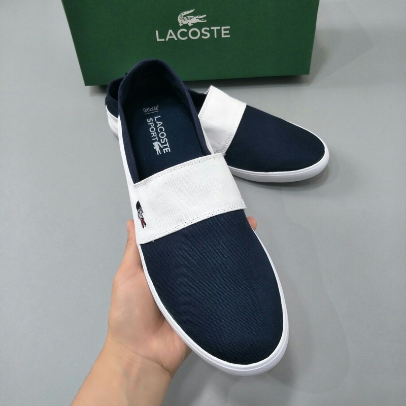 Giày lười vải cho nam và nữ thương hiệu Lacoste cao cấp phối màu đơn giản dễ phối đồ