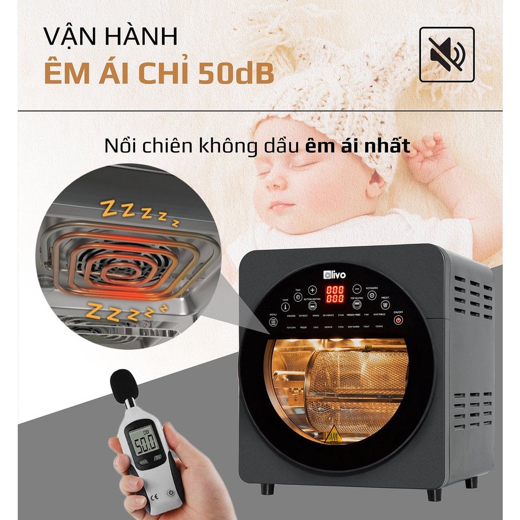 Nồi chiên không dầu Olivo AF15  - Tích hợp 16 chức năng - Hàng chính hãng bảo hành 24 tháng | QA Mart