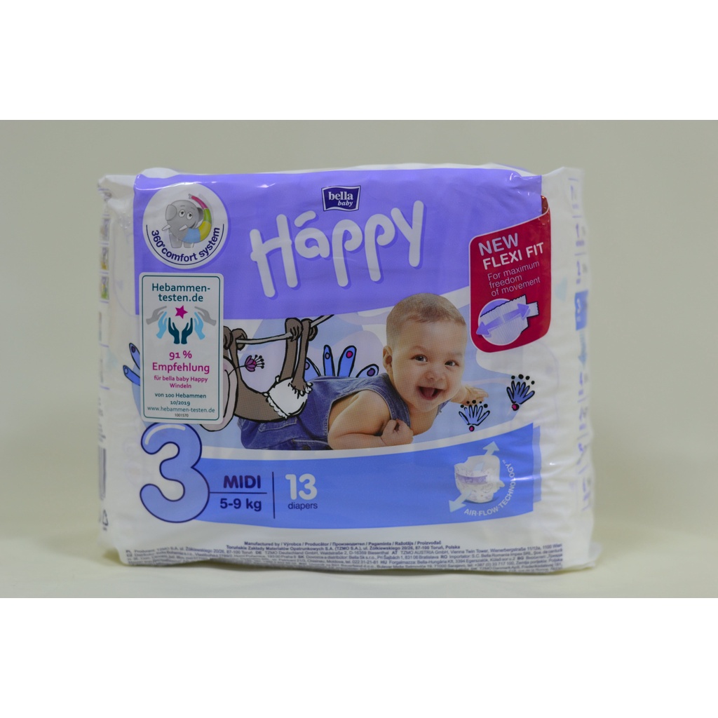 Bỉm dán BELLA HAPPY nhập khẩu Pháp 52 miếng cho bé 5-9kg thoáng mát, thấm hút, chống tràn