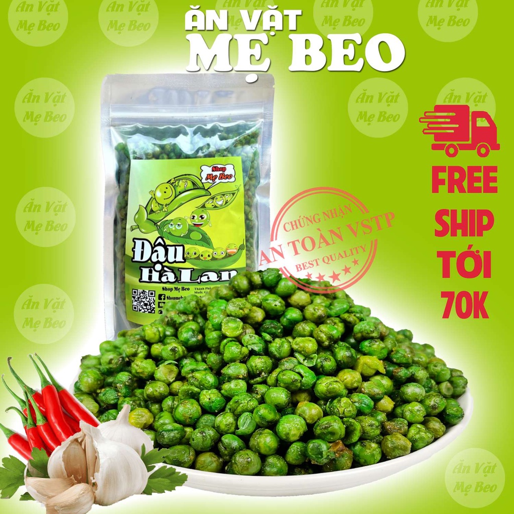 Đậu hà lan tỏi ớt sấy giòn 1Kg Mẹ Beo đồ ăn vặt cực ngon