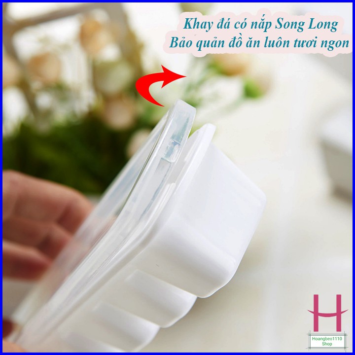 Khay đá 7 viên - khay trữ đông - đồ ăn dặm có nắp đậy Song Long Plastic { H }