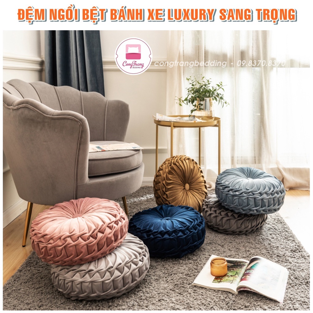 Đệm ngồi bệt bánh xe, nệm ngồi ghế Chất Liệu Vải nhung 40cm x 40cm x 15cm - cao cấp gia công tại xưởng giá tận gốc.