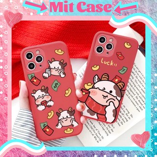 Ốp lưng iPhone Ốp Cạnh Vuông Trâu Đỏ Lucky iPhone 6/6plus/6s/6splus/7/7plus/8/8plus/x/xs/xs max/11/11 pro max/12promax