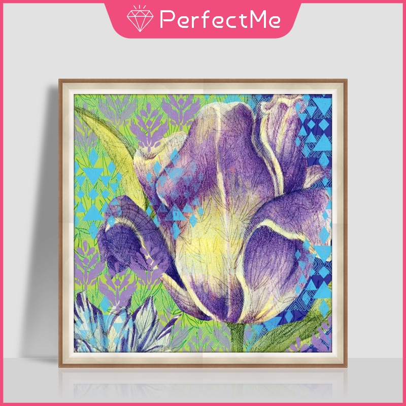 Bộ Tranh Đính Đá 5d Tự Làm 40x40cm Hình Hoa Xinh Xắn