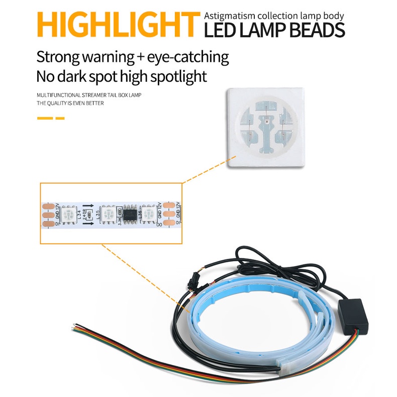 2 Dải Đèn led drl Nhiều Màu Chống Nước Trang Trí Xe Hơi