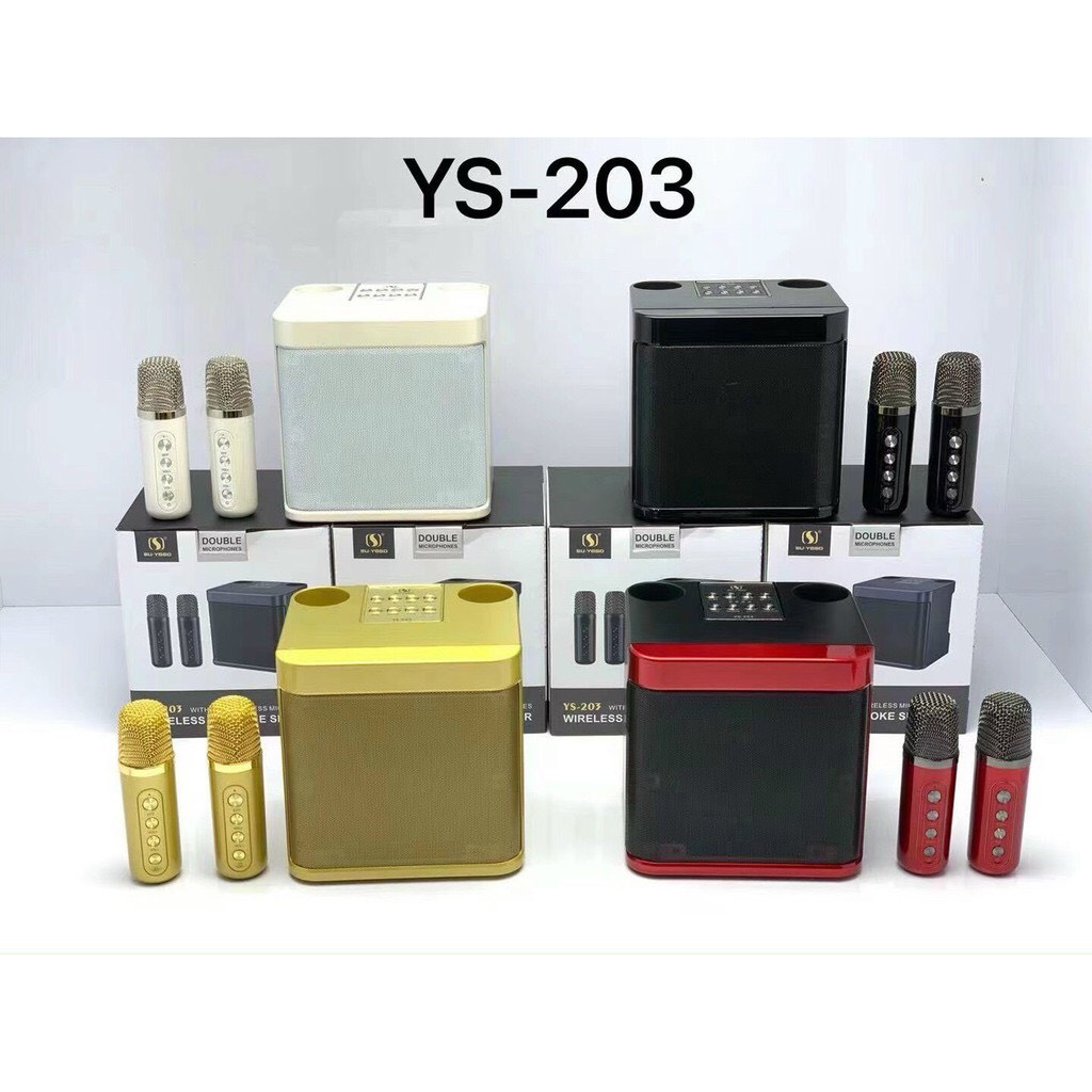 Loa bluetooth karaoke Su-Yosd YS-203 có 2 tay micro chỉnh echo, reverb, effect, đổi giọng