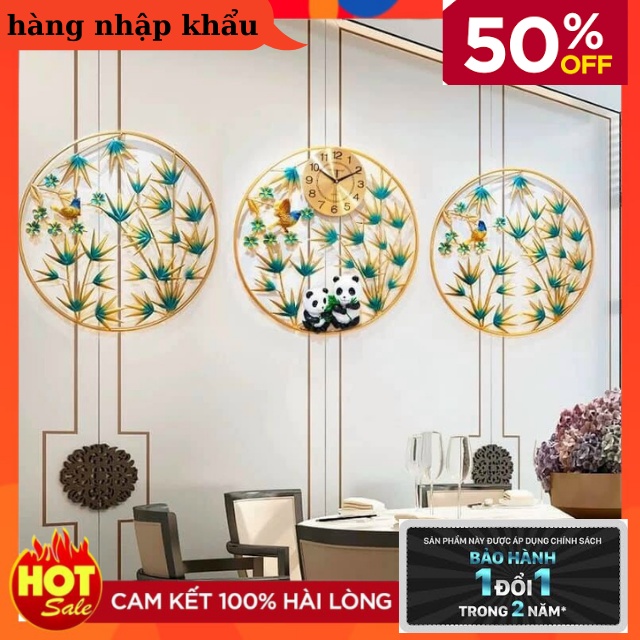 Đồng Hồ Treo Tường Trang Trí -Decor Tường Mã 520-Họa Tiết Thiên Nhiên -Bảo Hành Đổi Mới 24 Tháng-kt-210*70cm