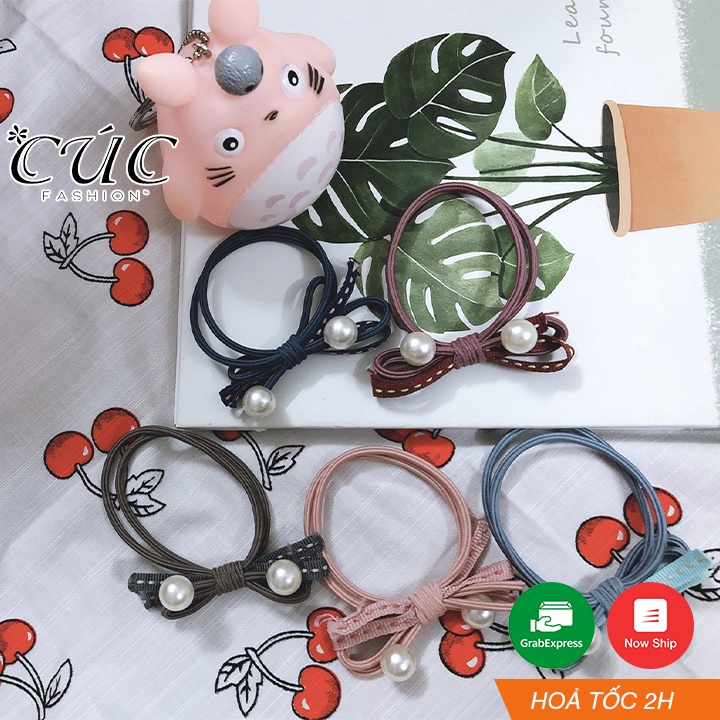 Combo 5 chiếc Dây buộc tóc nữ đẹp, nhiều màu sắc tươi trẻ, phong cách thời trang Cúc Fashion PK09 dây buộc tóc ngọc