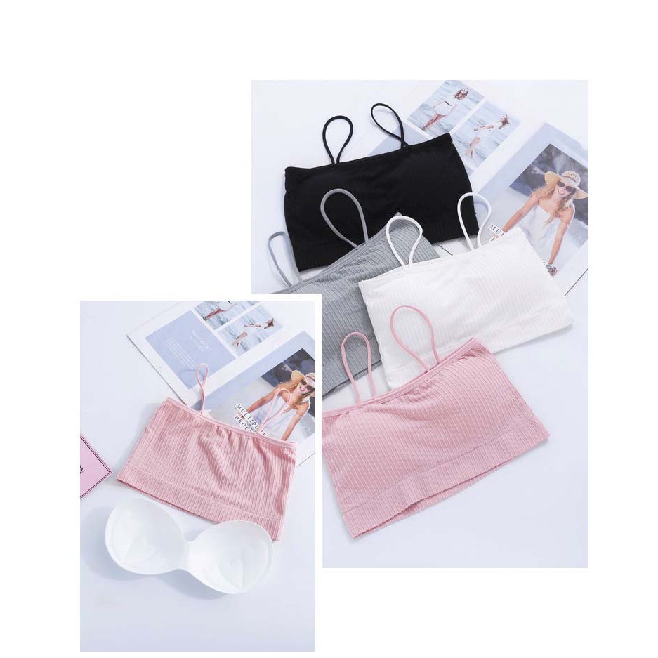 [MÃ FASHION FORYOU4A] Áo Bra Xọc Cotton 2 Dây Đệm Mút Mỏng 4 màu,Kiểu Dáng Trẻ Trung