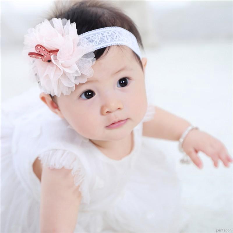 Băng Đô Vải Ren Đính Hoa Dễ Thương Cho Bé