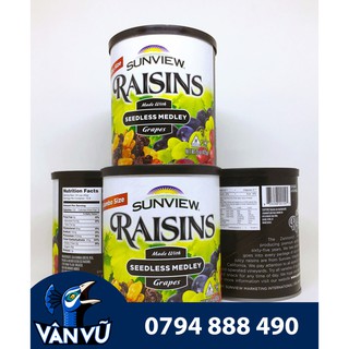 Combo 4 Lon Nho Khô Sunview Raisins Mỹ Loại Thập Cẩm 425g (Mix Nho Đỏ, Vàng, Xanh, Đen):
