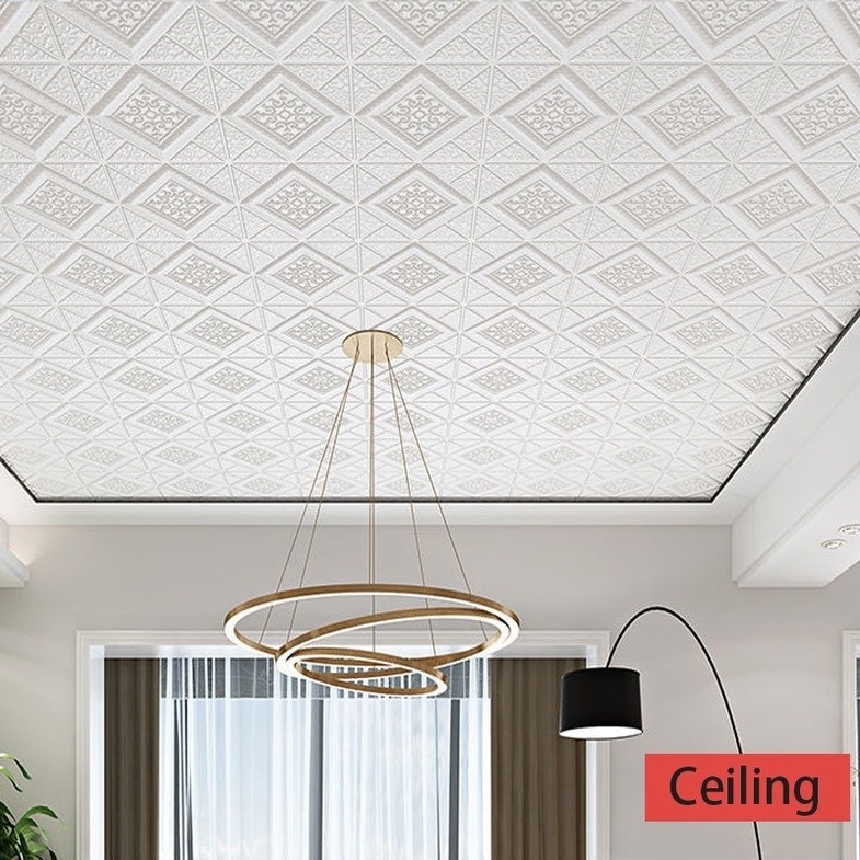Miếng Dán Xốp 3D Tự Dính Trang Trí Trần Nhà/Văn Phòng 35*35
