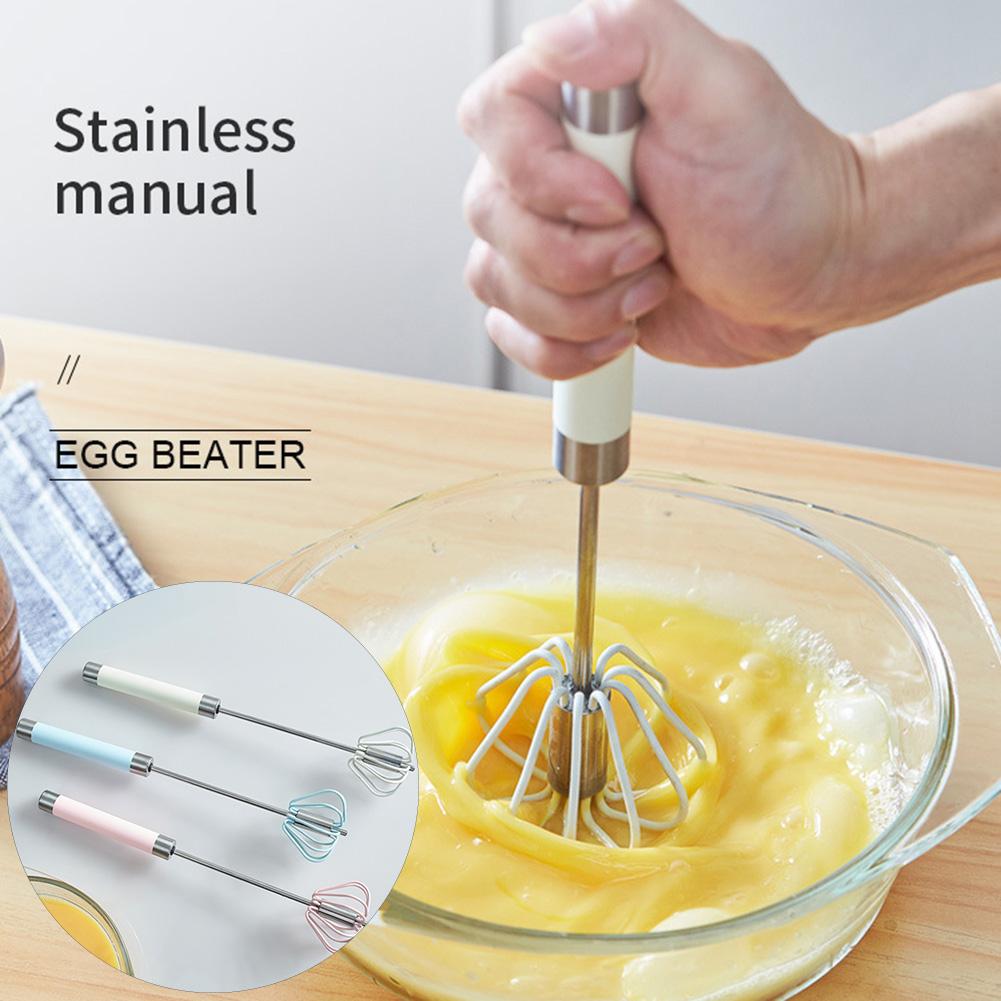 12 inch Stainless Steel  Egg Beater Milk Frother / Silicone Handle Semi Automatic Egg Beater / Hand Whisk Mixer Stirrer /  Kitchen Baking Tool