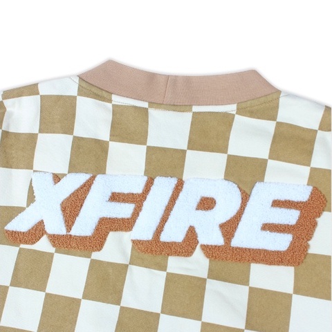 Áo Khoác Nam Nữ Cardigan Màu Caro Nâu Kem Thêu Logo Chất Nỉ Oversized Thương Hiệu Xfire CARD-CARNI-BC622