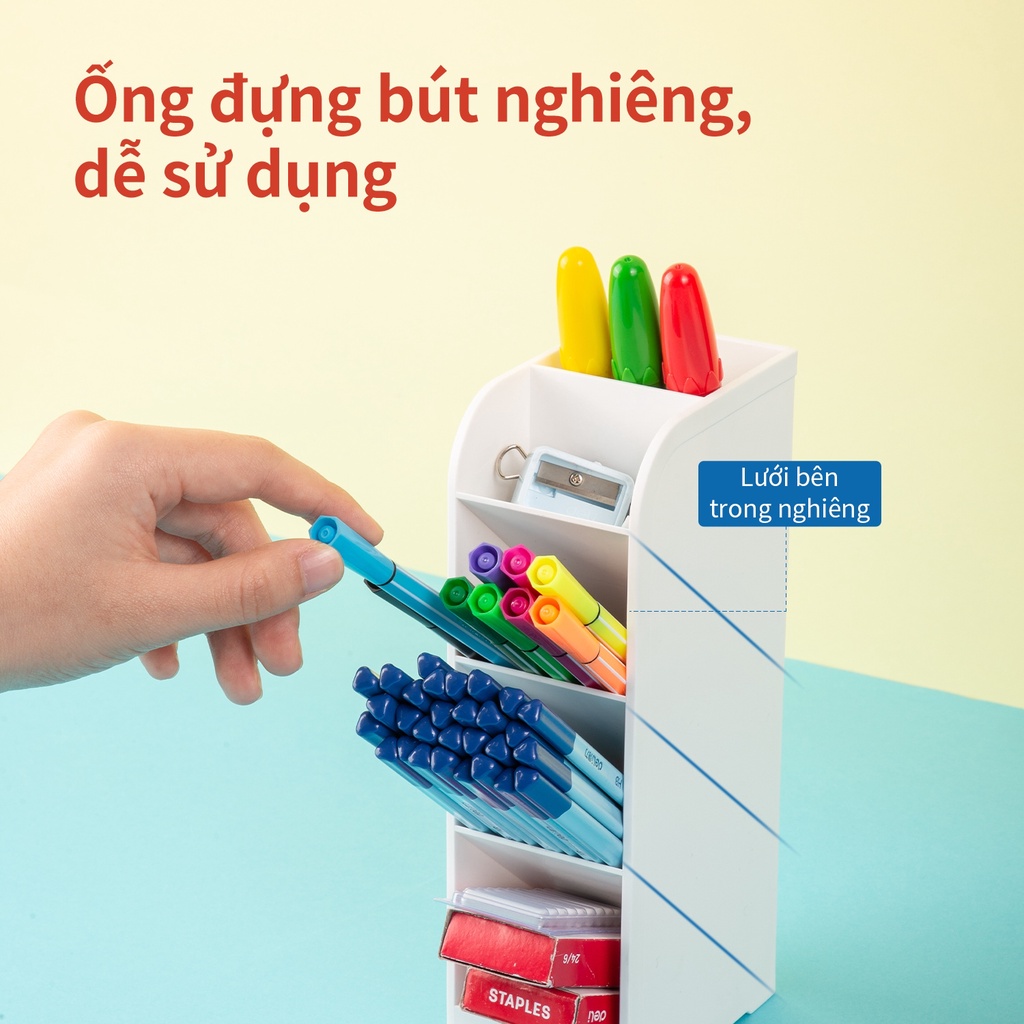 Kệ ống đựng bút mỹ phẩm 5 ngăn Deli - Xanh/ Trắng/ Hồng - 8932/ 8933