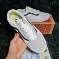 Giày Vans Vault Old Skool Trắng Sọc Đen giày nam nữ full bill box