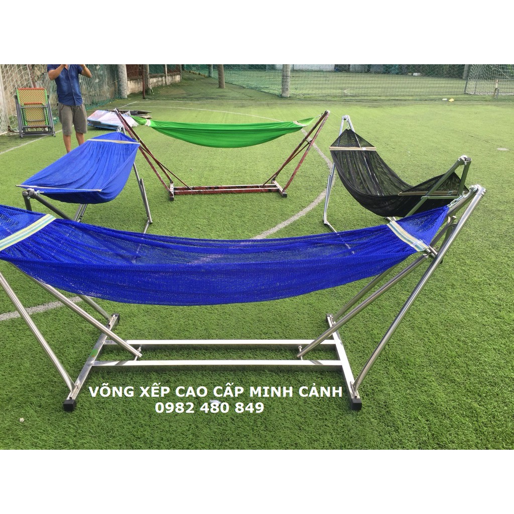 Võng Xếp khung vuông Inox 100% Cao Cấp _Võng Xếp Thảo Điều