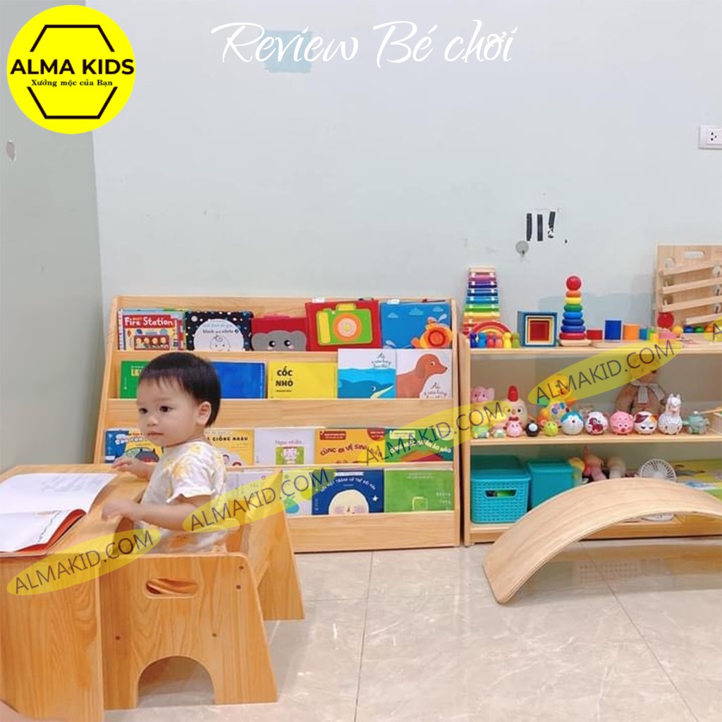 Bàn Ghế Gỗ Baby Có Tựa Cho Bé Dễ Thương Alma Kids AMK2110 - Ghế Ăn Dặm Cho Bé.