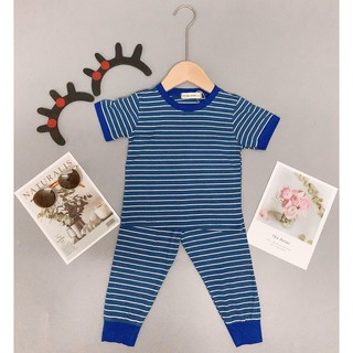 [SALE] Bộ Dài Tay Cho Bé Trai, Bé Gái Minky Mom Vải Thun Lạnh Họa Tiết Kẻ Ngang, Quần Áo Thu Đông Cho Bé MKMTD2107