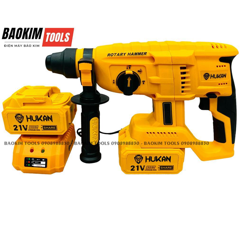 Máy khoan bê tông dùng pin 3 chức năng có búa HUKAN 2808BL, Động cơ không chổi than siêu khỏe, Tặng kèm mũi khoan
