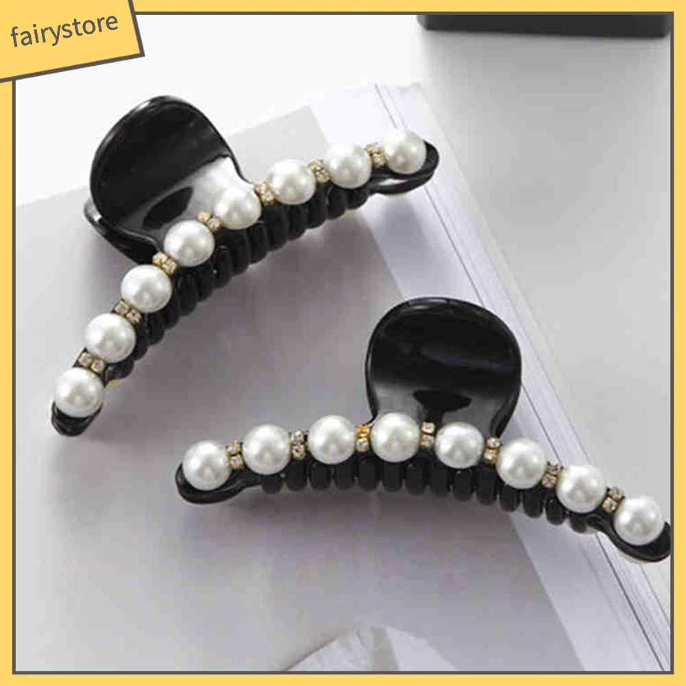 Kẹp tóc đính đá và ngọc trai giả thanh lịch dành cho nữ