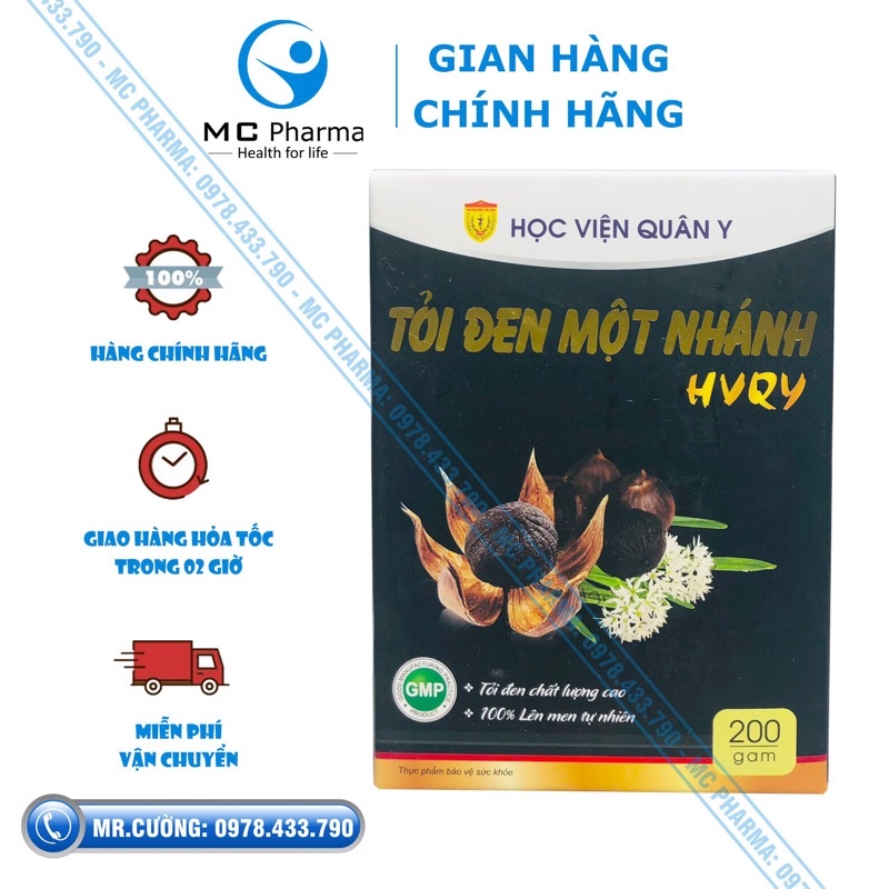 Tỏi đen 1 nhánh Học viện quân y hộp 200g