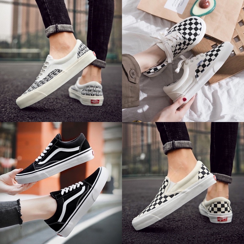 Giày sneaker Vans các màu Hot trend nam nữ, Giày thể thao Van đen vault,caro buộc dây,chữ dùng đi học,tập gym,chạy bộ