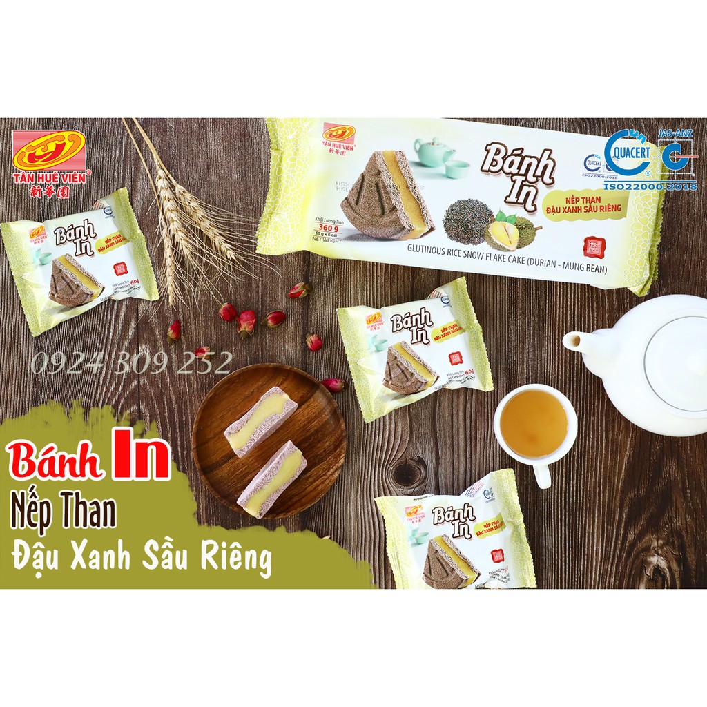 Bánh In nếp than nhân đậu sầu riêng Tân Huê Viên (360g)