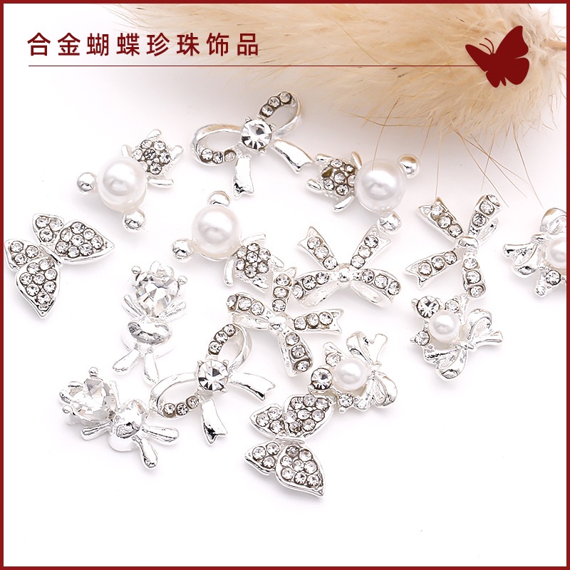 Phụ Kiện Trang Trí Móng Tay Hình Bướm Bằng Hợp Kim Đính Đá Xinh Xắn Thời Trang Mới