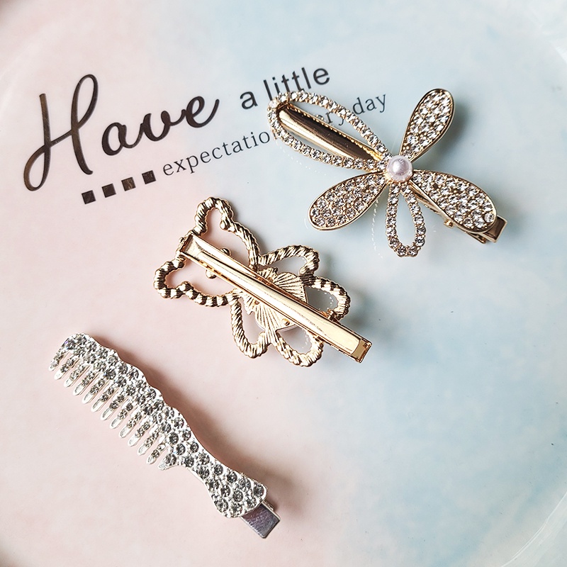 Set 3 Kẹp Tóc Đính Ngọc Trai Xinh Xắn Cho Nữ
