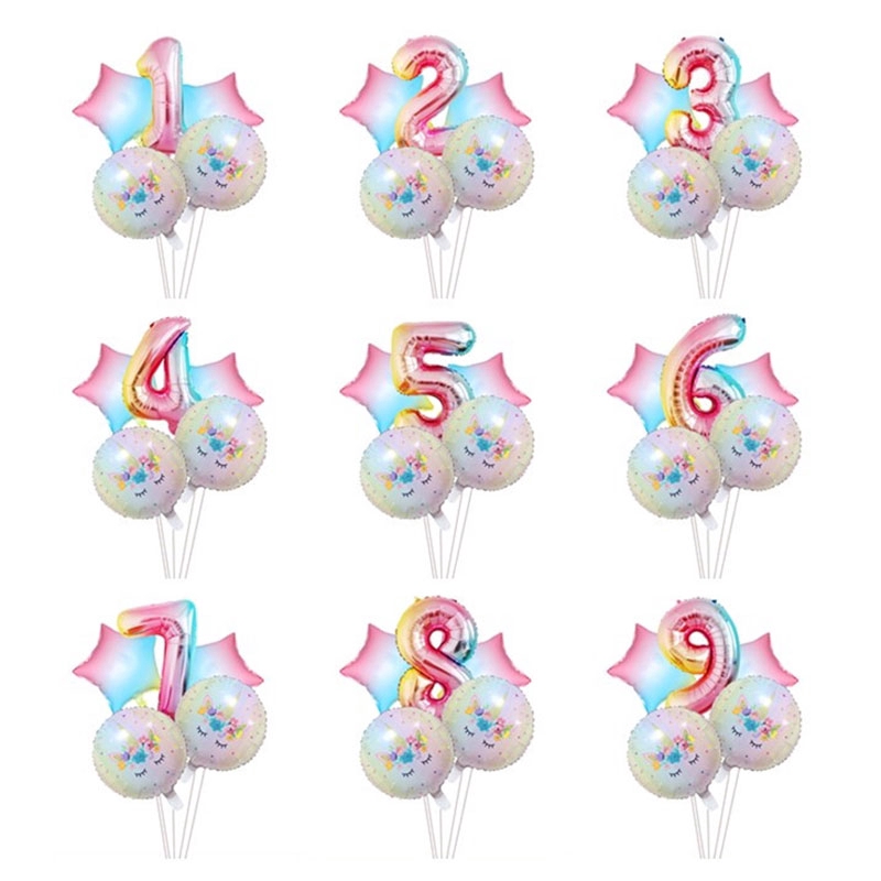 Bộ 5 bong bóng trang trí sinh nhật 7 màu cầu vồng cho trẻ