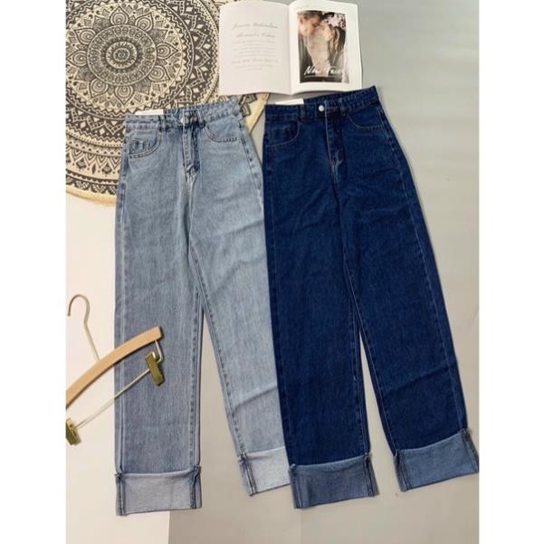 Quần Jeans Ống Suông Gập Gấu - Hàng Quảng Châu  [ẢNH THẬT]