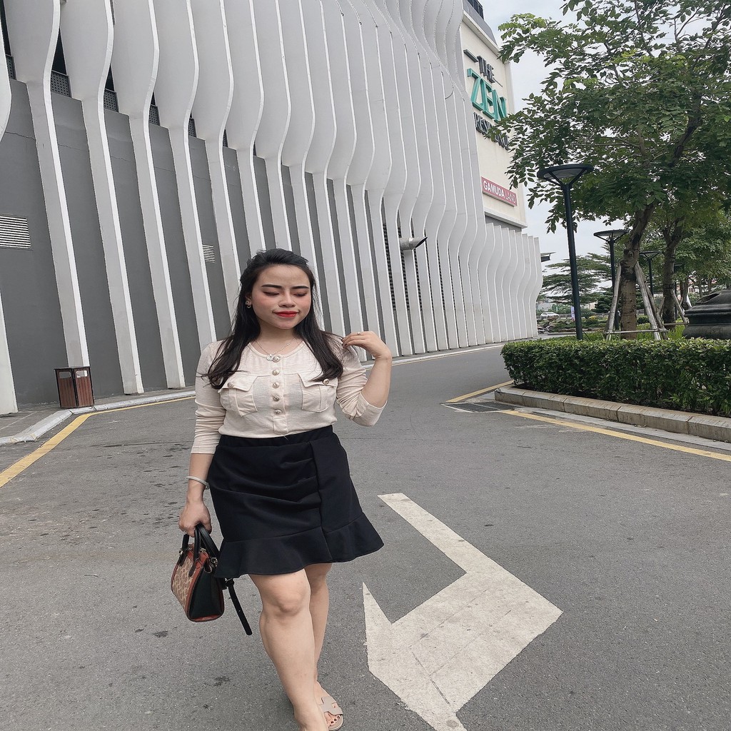 Chân váy đuôi cá nhún bèo nữ cao cấp dáng ngắn có quần lót trong bigsize từ 60-85kg | BigBuy360 - bigbuy360.vn