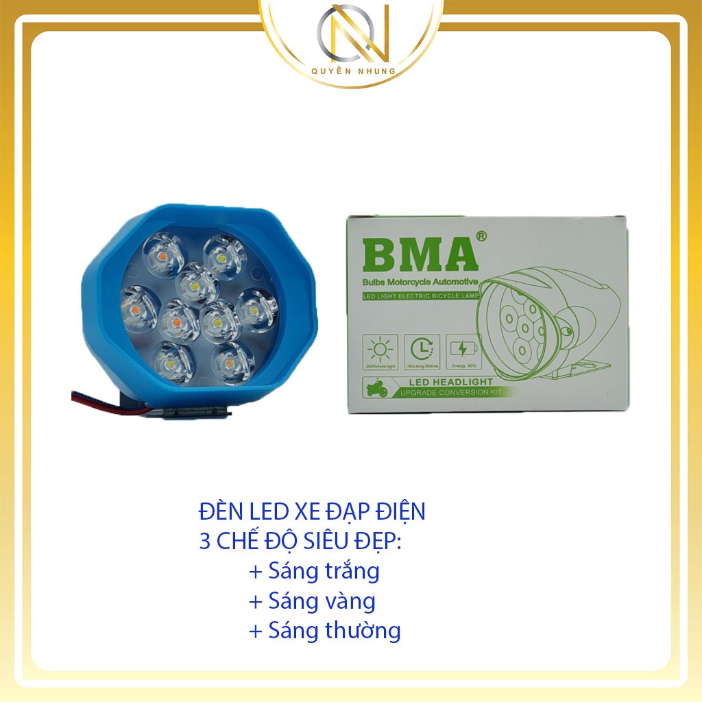 LED TRỢ SÁNG 9 BÓNG LED CHO XE MÁY VÀ XE ĐẠP ĐIỆN- QN SHOP