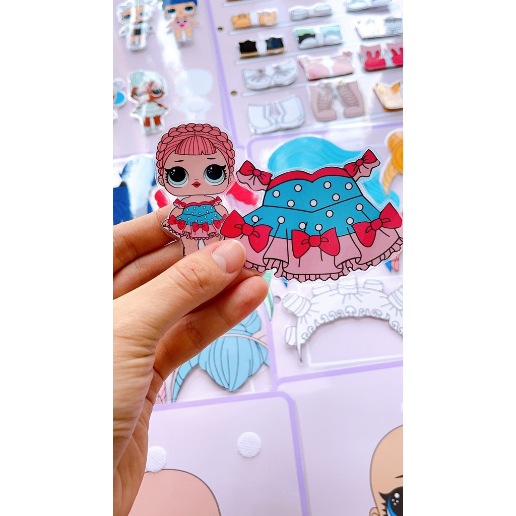 Sách bóc dán Búp Bê Thời trang LOL, quà tặng sinh nhật cho bé gái , Học liệu bóc dán Thay đồ cho ChiBi Búp bê thời trang