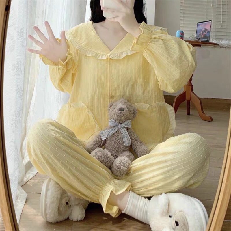 BỘ MẶC NHÀ ULZZANG DÀI TAY DỄ THƯƠNG rẻ nhất shopee