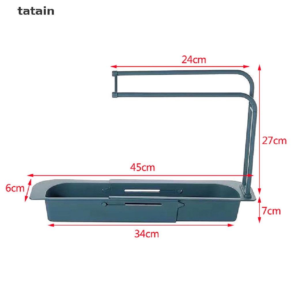 [TAT] Telescopic Sink Shelf Kitchen Sinks Organizer Soap Sponge Holder Sink Drain Rack CVX