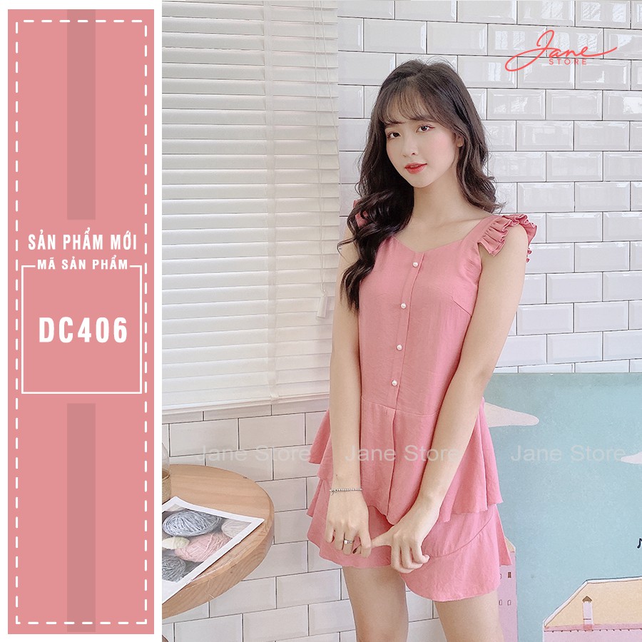 Bộ đồ mặc nhà JANE chất liệu vải đũi màu hồng DC406 , JANE bộ đồ mặc nhà chất liệu đũi tự nhiên | BigBuy360 - bigbuy360.vn