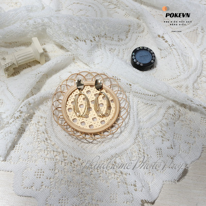 Khăn trải bàn vintage phối ren trắng - decor trang trí nhà cửa - làm đạo cụ chụp ảnh