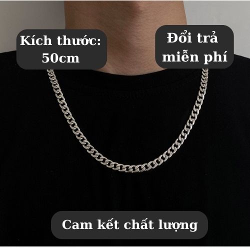 Vòng cổ nam nữ dây chuyền unisex dạng sợi chuỗi titan không gỉ  thời trang PUN màu bạc cá tính - Vòng Cổ Chuỗi Trơn