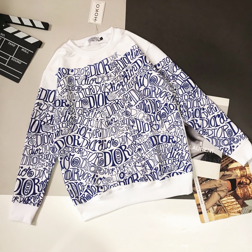 Áo Sweater Nam Nữ In Họa Tiết Dior., Áo Thun Nam Dài Tay Chất Nỉ Vải Mềm Mịn Giữ Ấm Co Giãn Tốt 2 Màu Trắng, Đen | BigBuy360 - bigbuy360.vn
